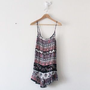 Solemio Floral Stripe Ruffle Short Romper L905